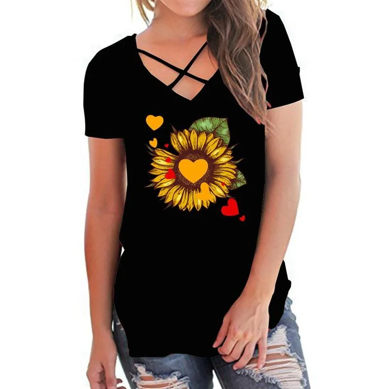 

Womens Summer Short Sleeve Floral T-shirts Tops Casual Loose Blouse Plus Size