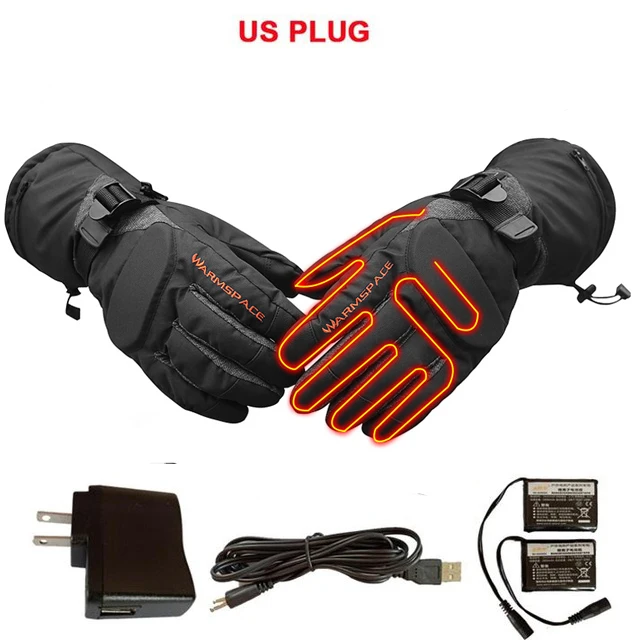 US Plug Зимние электрические тепловые перчатки с USB для рук, мужские и женские перчатки с подогревом, перчатки для езды на велосипеде, мотоцикле, велосипеде, лыжах - Цвет: US Plug