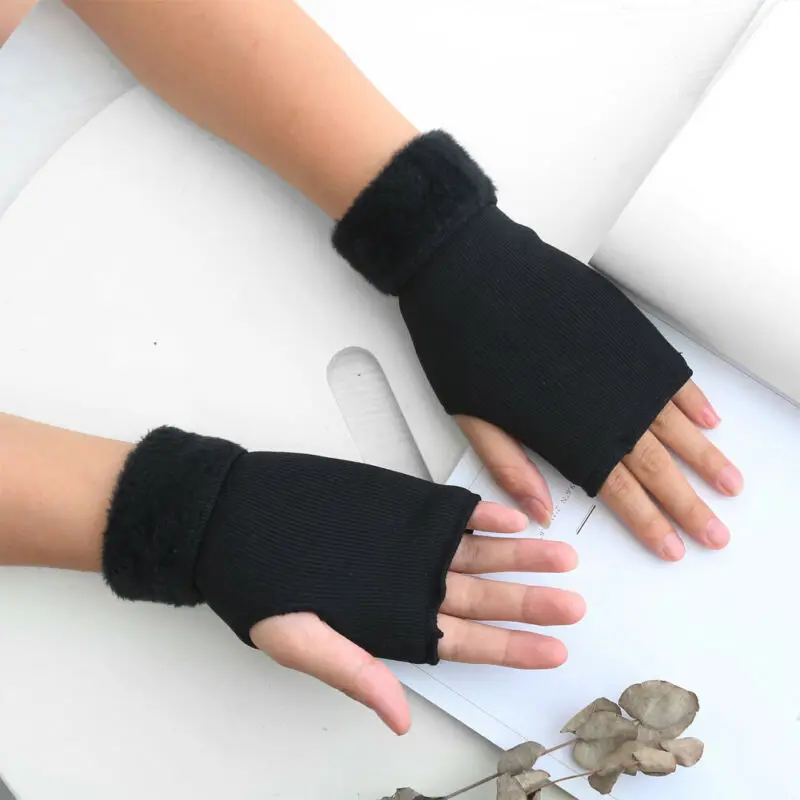 

2020 New Women Winter Half Finger/Fingerless Stretch Knitted Gloves Wrist Arm Hand Warmer Knitted Mittens