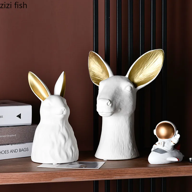 Творческий ваза с животными имитация лося Лебедь кролик керамика цветок вставки