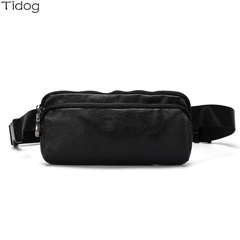 

Tidog Personality soft leather sloping bag youth chest bag