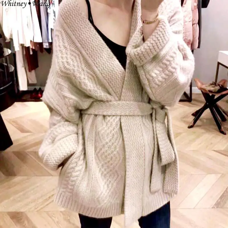 WHITNEY WANG 2019 осень зима мода уличная короткая стильная шерсть женский кардиган