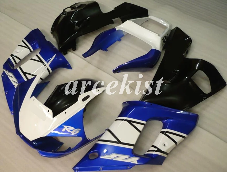 

4 бесплатных подарка, новый комплект обтекателей для мотоцикла из АБС-пластика, подходит для YAMAHA YZF-R6 1998 1999 2000 2001 r6 98-02, корпус синего и белого ...