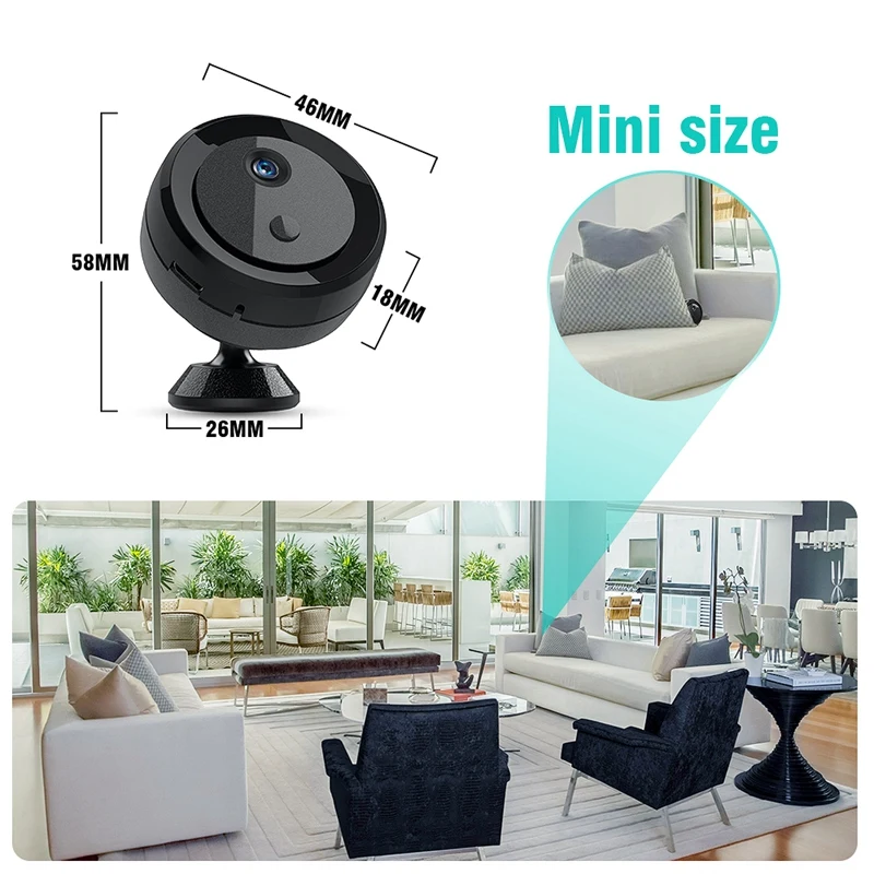 

Mini Wifi Camera Wireless IP Video Recorder 4K Hd with Night Vision Motion Detection for Home Indoor Security Camera