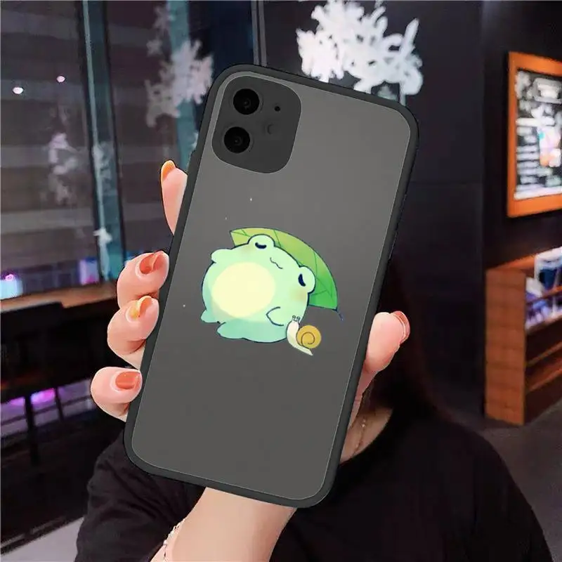 

Mint green Funny The Frog cute cartoon Phone Case matte transparent For iphone 7 8 11 12 plus mini x xs xr pro max cover