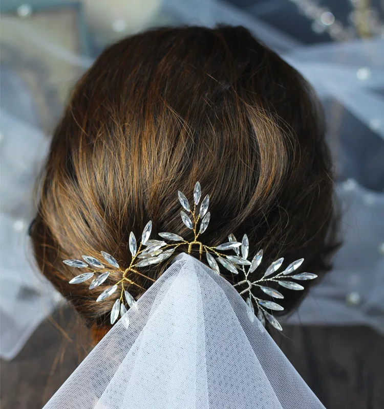 Набор из трех заколок для волос Стразы в винтажном стиле классический свадебный