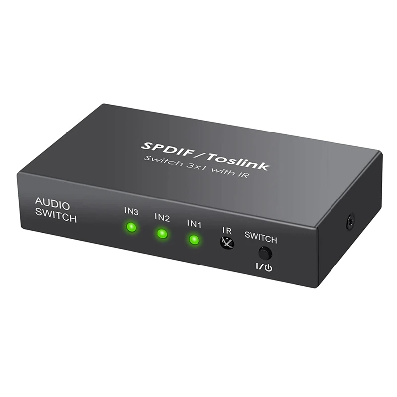 

Digital Optical Audio Switcher 3X1 SPDIF Toslink Switch Box 3 Ports Optical Switch with IR Remote Control