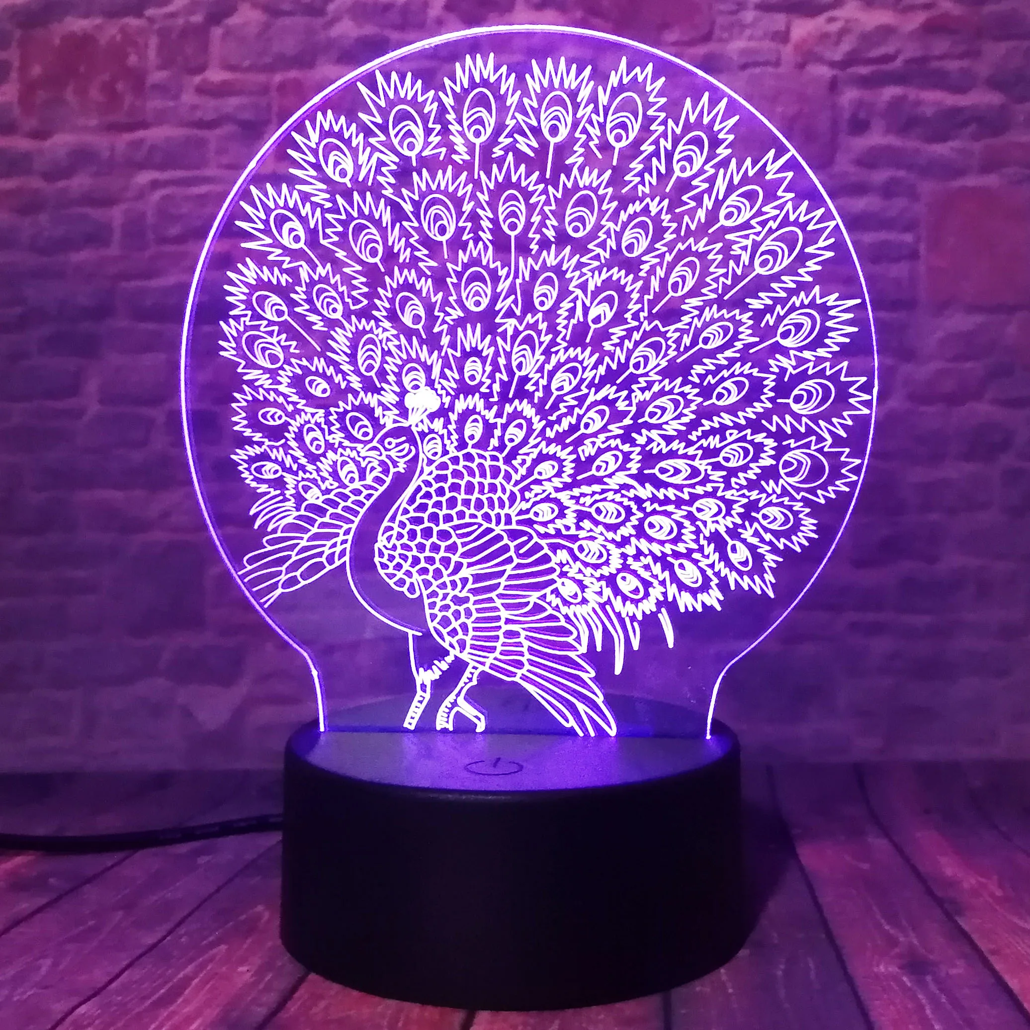 Новинка люминирия красивый павлин открытый экран настольные ночники