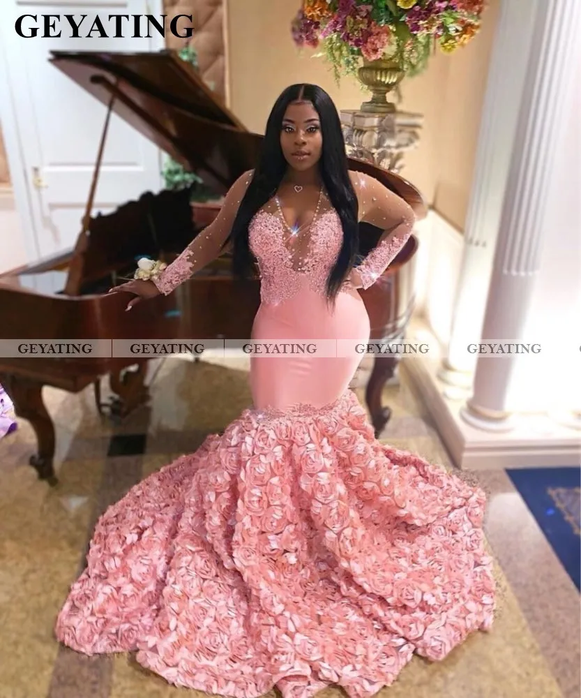 Африканские розовые платья русалки больших размеров для выпускного вечера