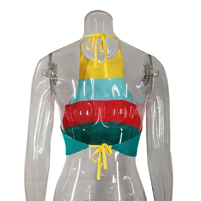 Для женщин ночной клуб вечерние вязаный жилет укороченный Топ сексуальное