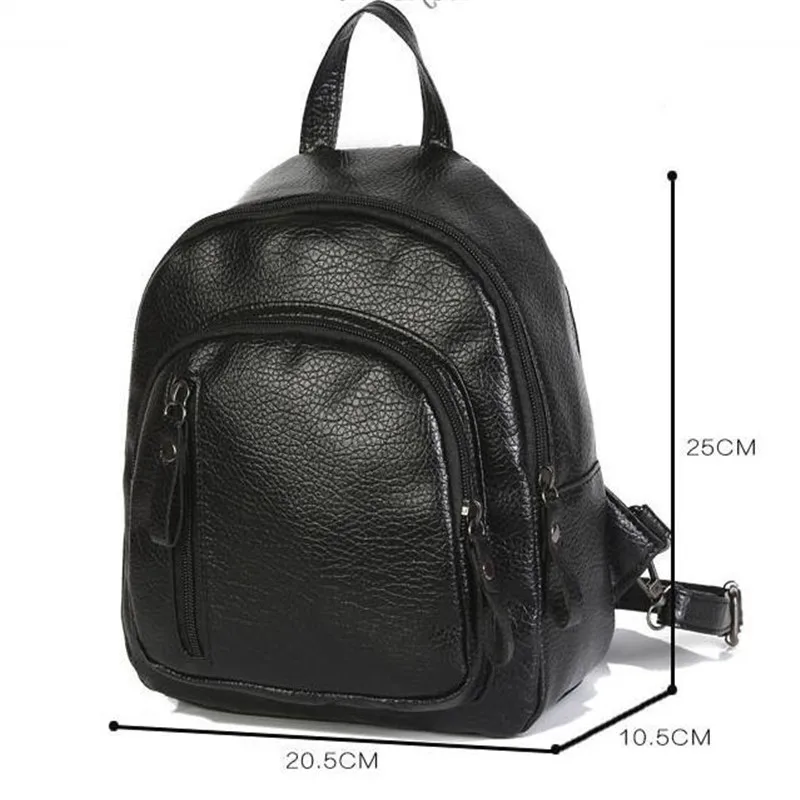 

LKEEP Fashion PU Leather Women Backpack Female Black Backpacks Small Zipper Bags Student Backpack Solid Rucksack For Girls