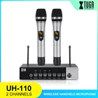 Двухканальный беспроводной ручной микрофон XTUGA UH110 UHF, простой в использовании микрофон Bluetooth для караоке с эффектом высокихБасовэхо