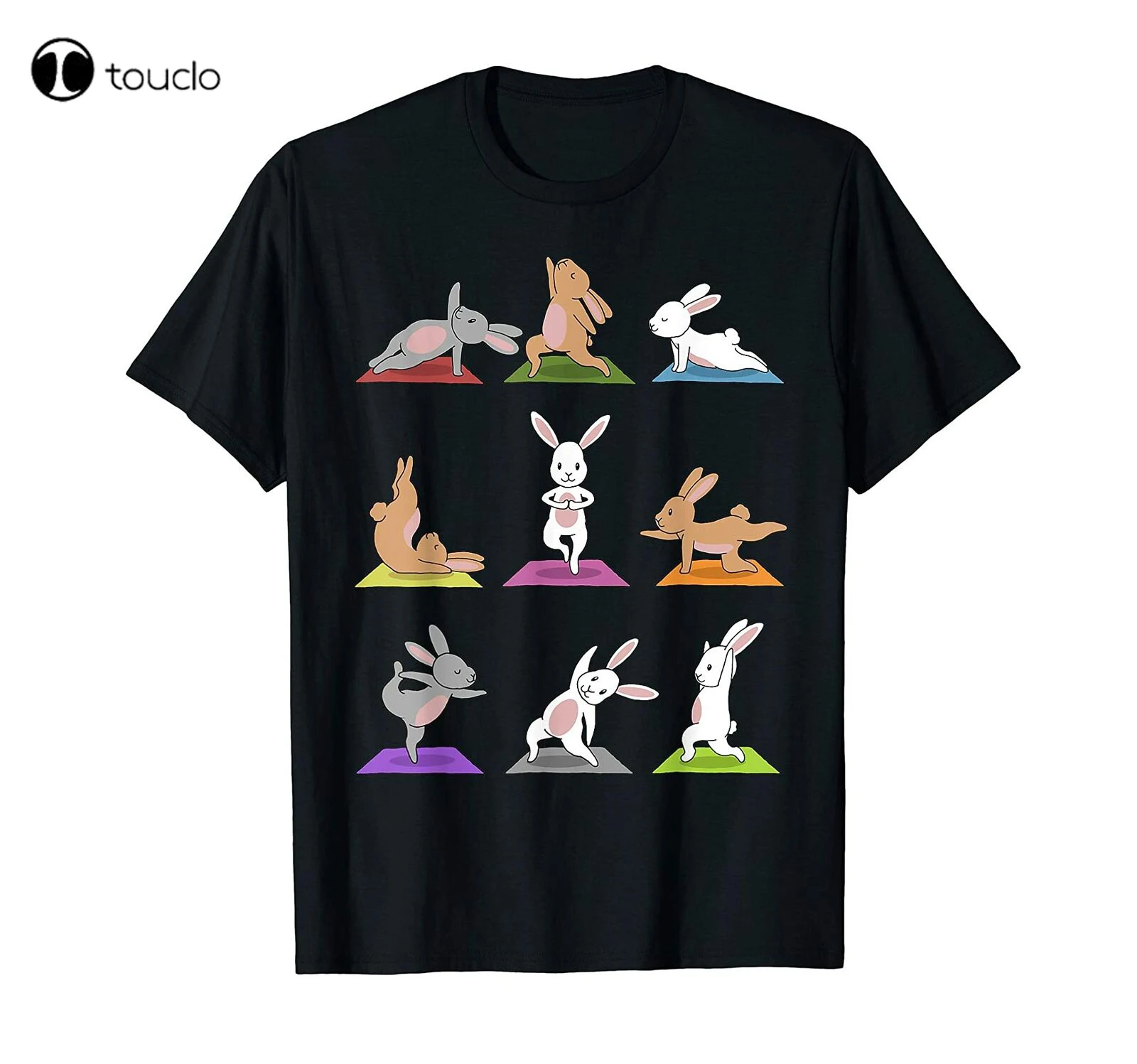 

Bunny Yoga T-Shirt Funny Rabbits In Yoga Poses Sports Tee Vintage Men Gift Tee