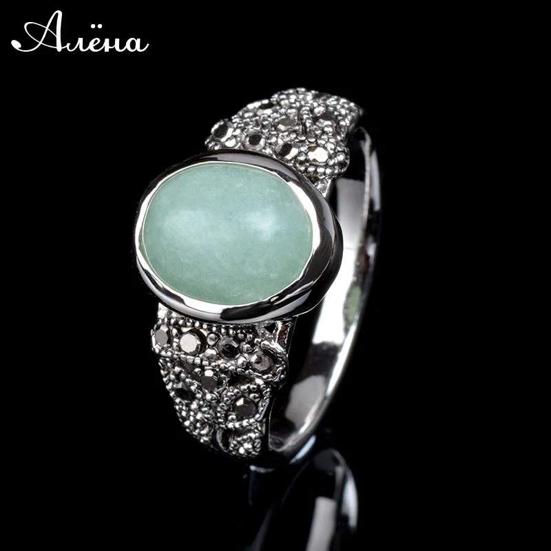 K's Gadgets Модные Винтажные кольца оникс три цвета Серебристый Овальный Винтажное