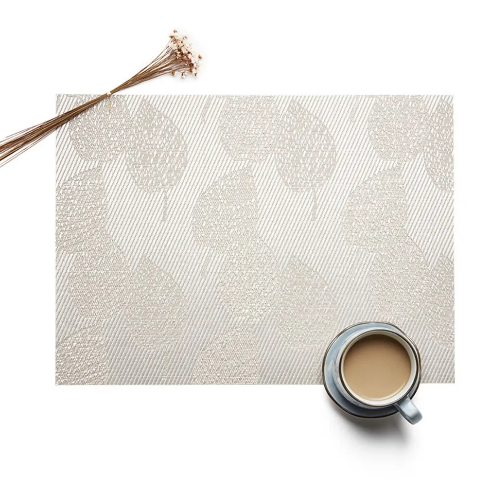 

Waterproof Durable Anti-Slip Heat Insulated PVC Dining Table Tableware PadSilver Leaf 45x30cm