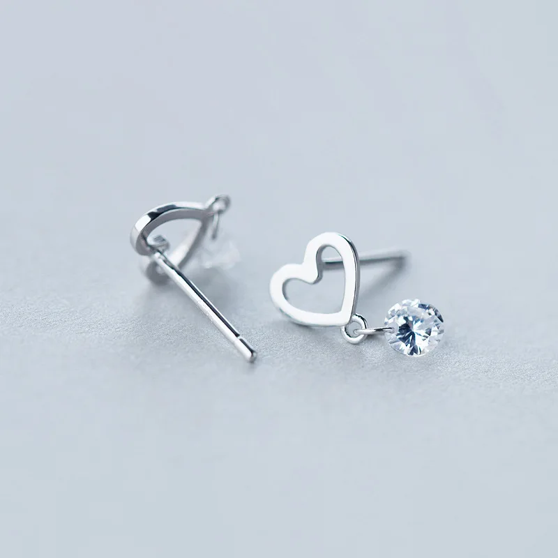 Женские серьги гвоздики из серебра 100% пробы 7 х12 мм|heart stud earrings|fashion earringsstud earrings |
