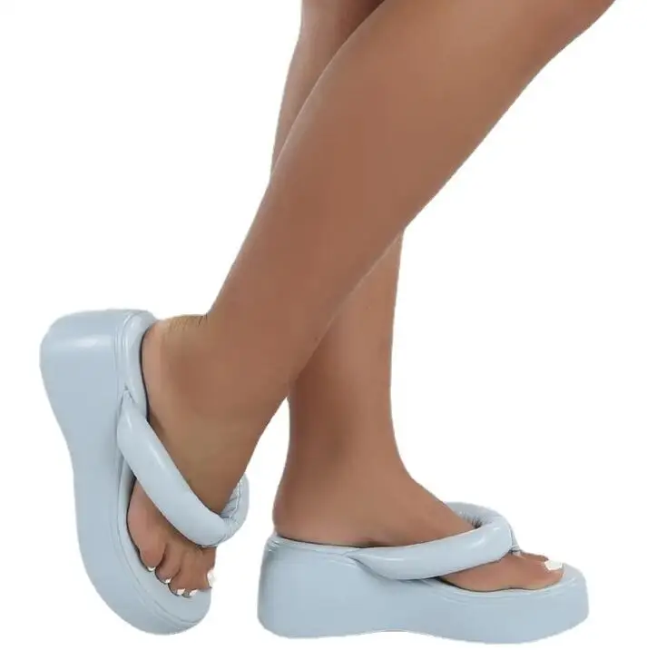 Фото Женские шлепанцы на толстой подошве роскошные сандалии средней длины с круглым