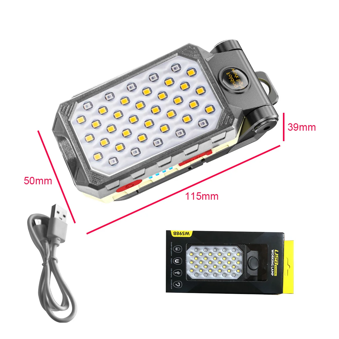 

Multifunctional COB Light USB Rechargeable LED Flashlight 180 Degree Adjustable Portable Bottom Magnet for Camping/Auto Repair