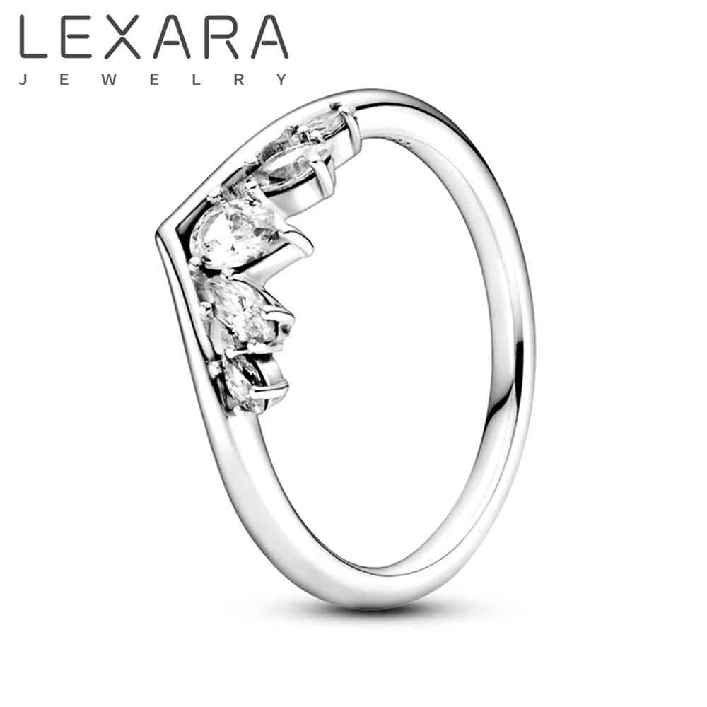 

LEXARA Fashion Pear & Marquise Wishbone Ring Micro Paved Sparkling Zircon Women Engagement Wedding Jewelry Gifts Drop Shipping