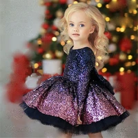 hot girls gradient sequin ball gown girls birthday new year dresses flower girl dresses 2021 with long sleeves