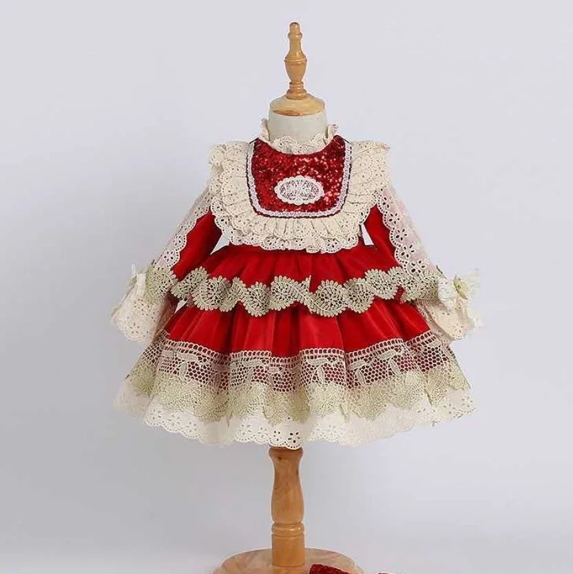 

Miayii Baby Clothing Spanish Lolita Vintage Ball Gown Lace Bow Sequines Birthday Party Easter Princess Dress For Girls Y3787