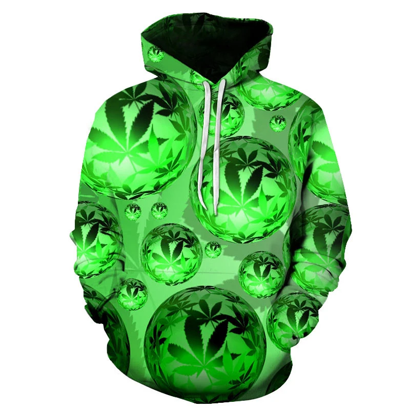 

Men's and women's hooded sweater sweatshirts 3d hemp leaf printed sportswear autumn and winter sportswear