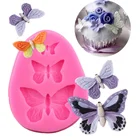 Форма в виде бабочки, силиконовые аксессуары для выпечки, 3D искусственное украшение для сахарной мастики, инструмент для украшения торта