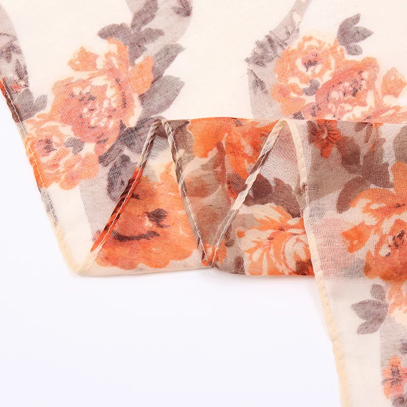 FS Новый Зимний Элегантный ретро большой цветок вуаль шарф для женщин из хлопка и