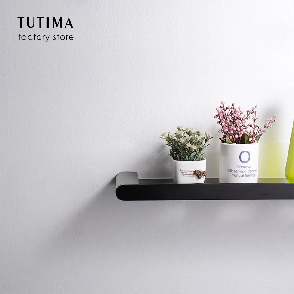 Tutima полка для ванной комнаты матовая черная алюминиевая настенная шампуня
