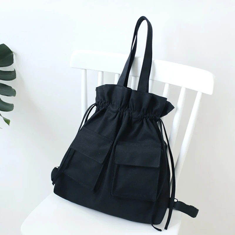 

New Style Canvas Bag Female Shoulder Backpack Large Capacity Backpack Student Backpack