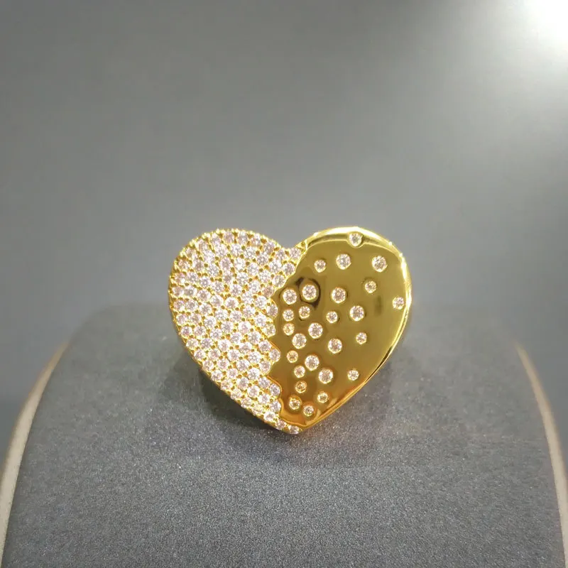 

cheny s925 sterling silver ring September new product heart-shaped big ring female personality light luxury style banquet party