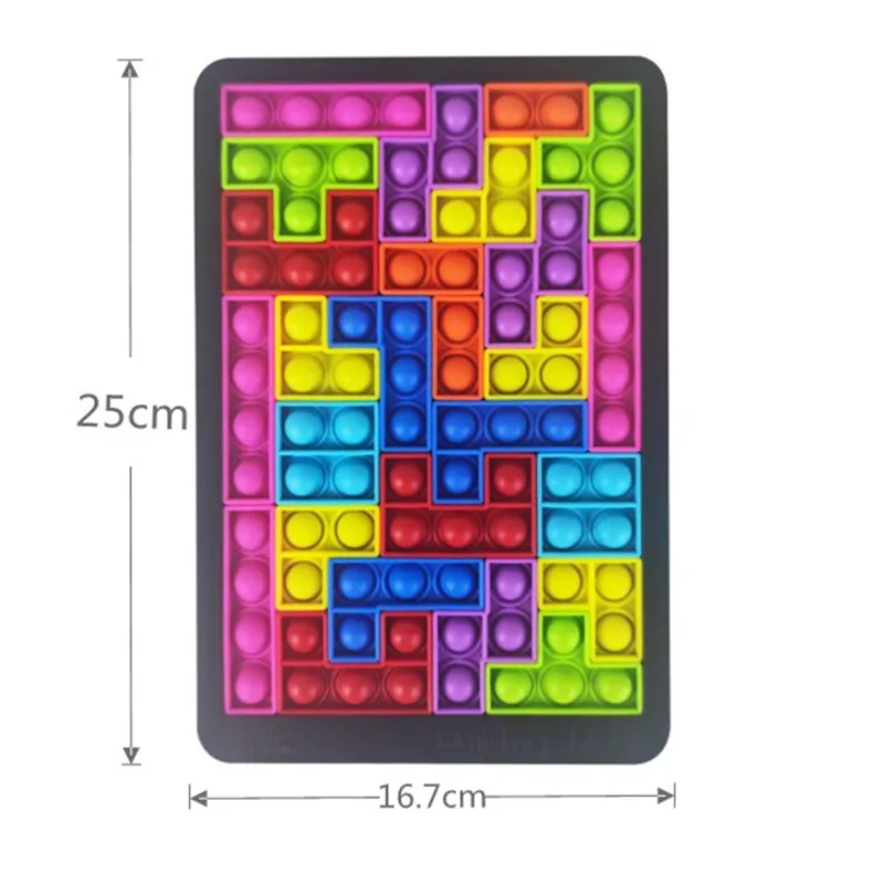 Puzle de Tetris antiestr&eacute;s para ni&ntilde;os, juguete sensorial con burbujas, tablero educativo, 27 piezas-1