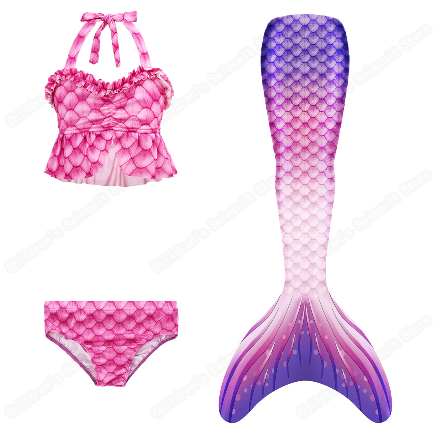 

Cosfans Girls Summer Mermaid Tail Swimsuit Children's Cosplay Costume For Comic Exhibition Princess Dress Mermaid Bikini 3PCS