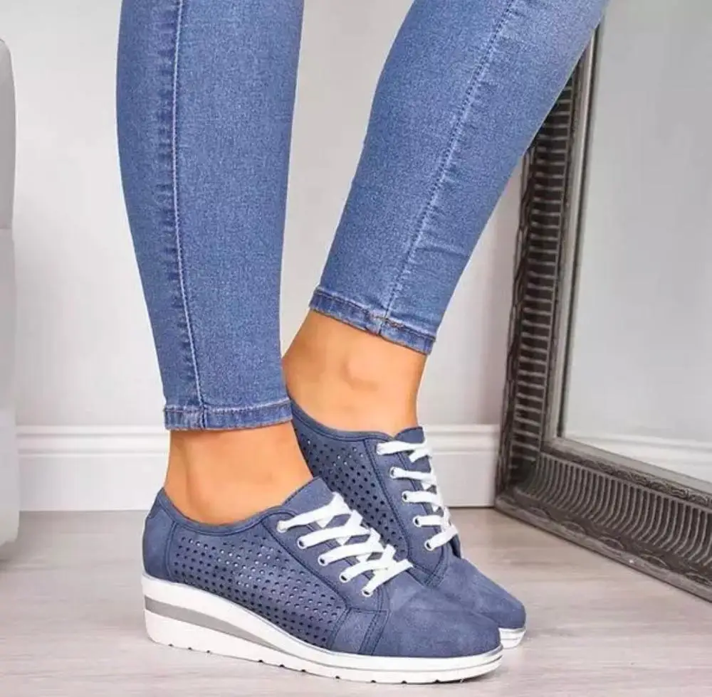 

2021 New High Heel Lady Casual Women Sneakers Leisure Platform Shoes Breathable Height Increasing Shoes Women