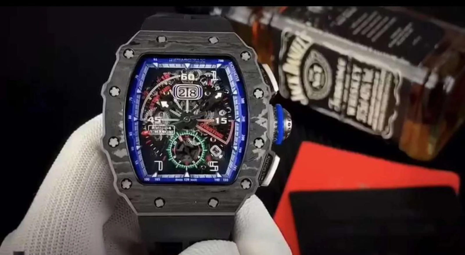 

Luxury Brand New Black Men Watch Sapphire Limited Carbon Fiber Blue Automatic Mechanical Winding Flyback Roberto Mancini Watches