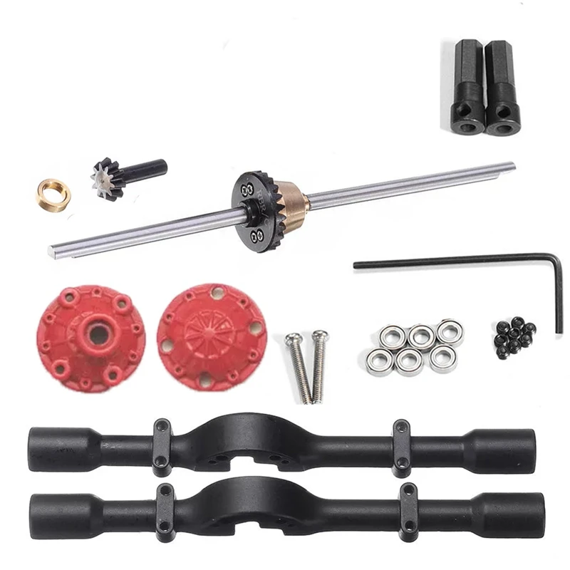 

2 Set RC Car Part: 1 Set Metal Rear Bridge Axle Differential Gear & 1 Set Metal Luggage Carrier Tray Roof Rack