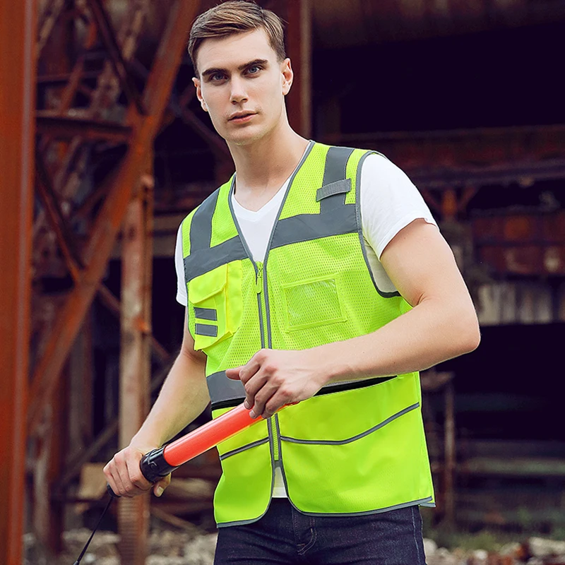 

High Visibility Reflective Safety Vest For Night Riding hi vis Workwear Jacket Security Vest Uniform Breathable Mesh Tops