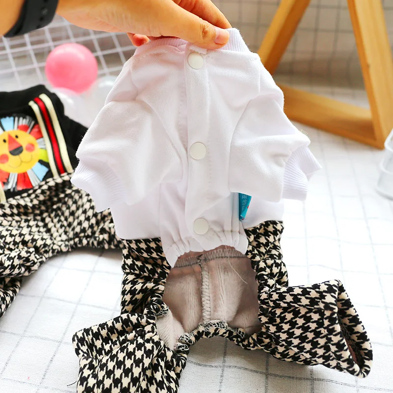 Клетчатые штаны комбинезон для собаки комбинезоны маленьких животных