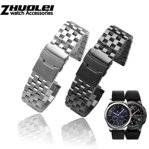 Ремешок для часов huawei, Samsung, 22 мм, 20 мм, серебристыйчерный, из нержавеющей стали