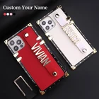 Чехол с именем на заказ, кожаный чехол для телефона iPhone 12, 11, 13 Pro Max, X, XS, XR, 7, 8 Plus, Роскошный Золотой Полосатый чехол с надписью