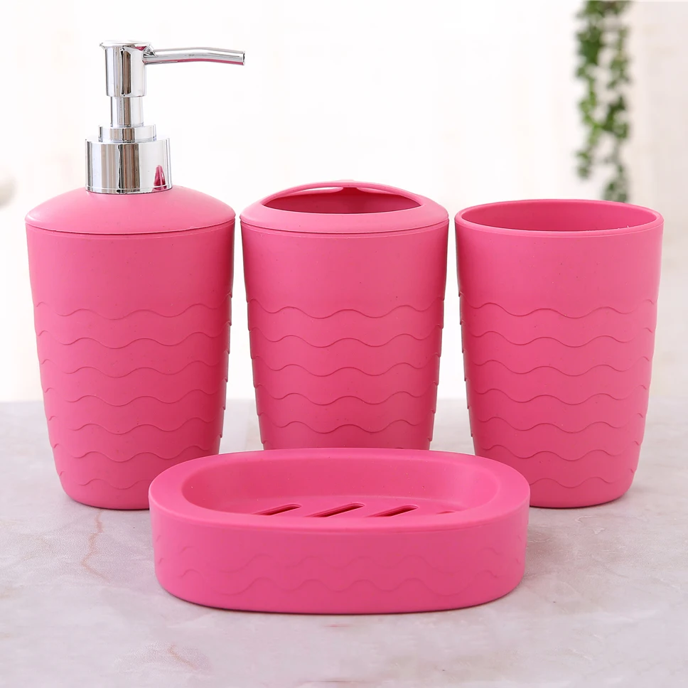 4pcsset bathroom accessories wheat straw eco friendly soap dish dispenser bottle washroom toothbrush holder cup suit free global shipping