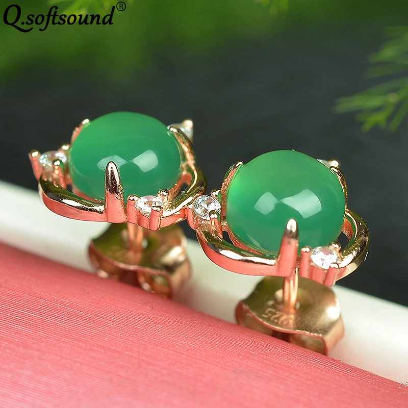 Женские серьги-гвоздики в форме цветка Chrysoprase винтажное ювелирное изделие цвета