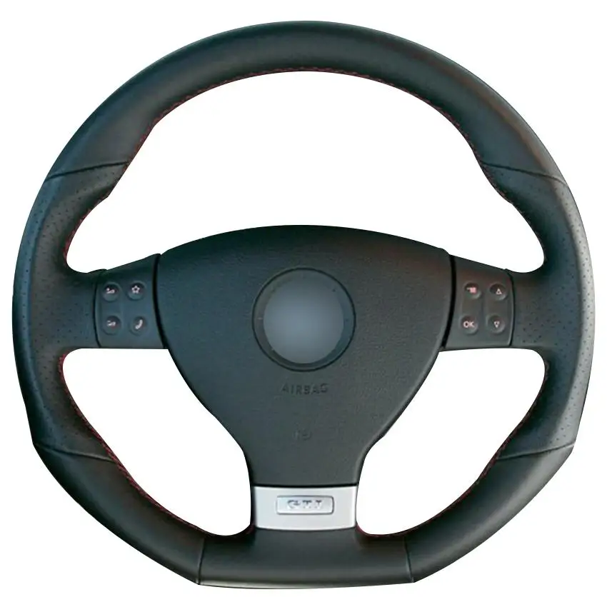 

DIY Custom Hand Stitching Black Synthetic Leather Car Steering Wheel Cover for Volkswagen Golf 5 Mk5 GTI VW Golf 5 R32 Passat R