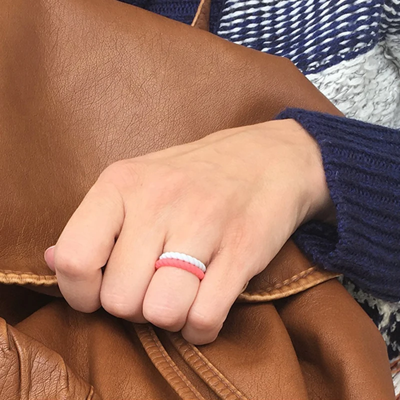 Силиконовое обручальное кольцо для женщин пара конфетных цветов голубой белый