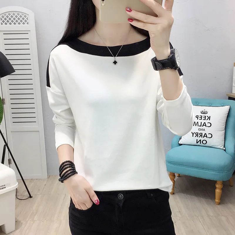 

2021 early spring hedging new casual long-sleeved t-shirt women GRAY22