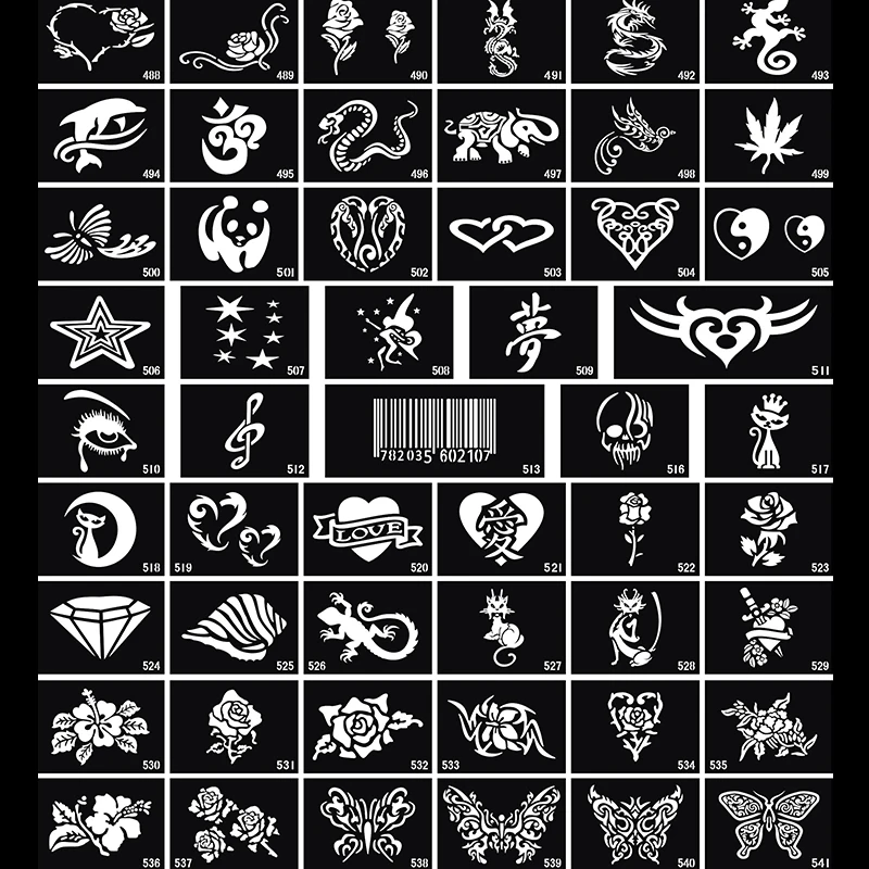50 шт. аэрография блеск трафарет для тату шаблон боди арта животное растение