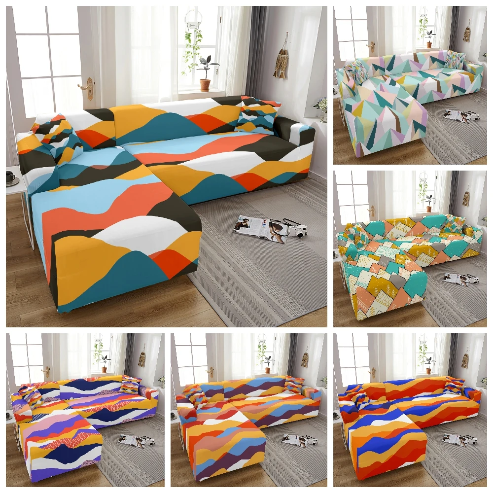 

Geomestic Elastic Sofa Cover Watercolor Ripple Printed Couch Covers For Living Room Funda Sofa Slipcover Armchair Cover 1-4-Seat