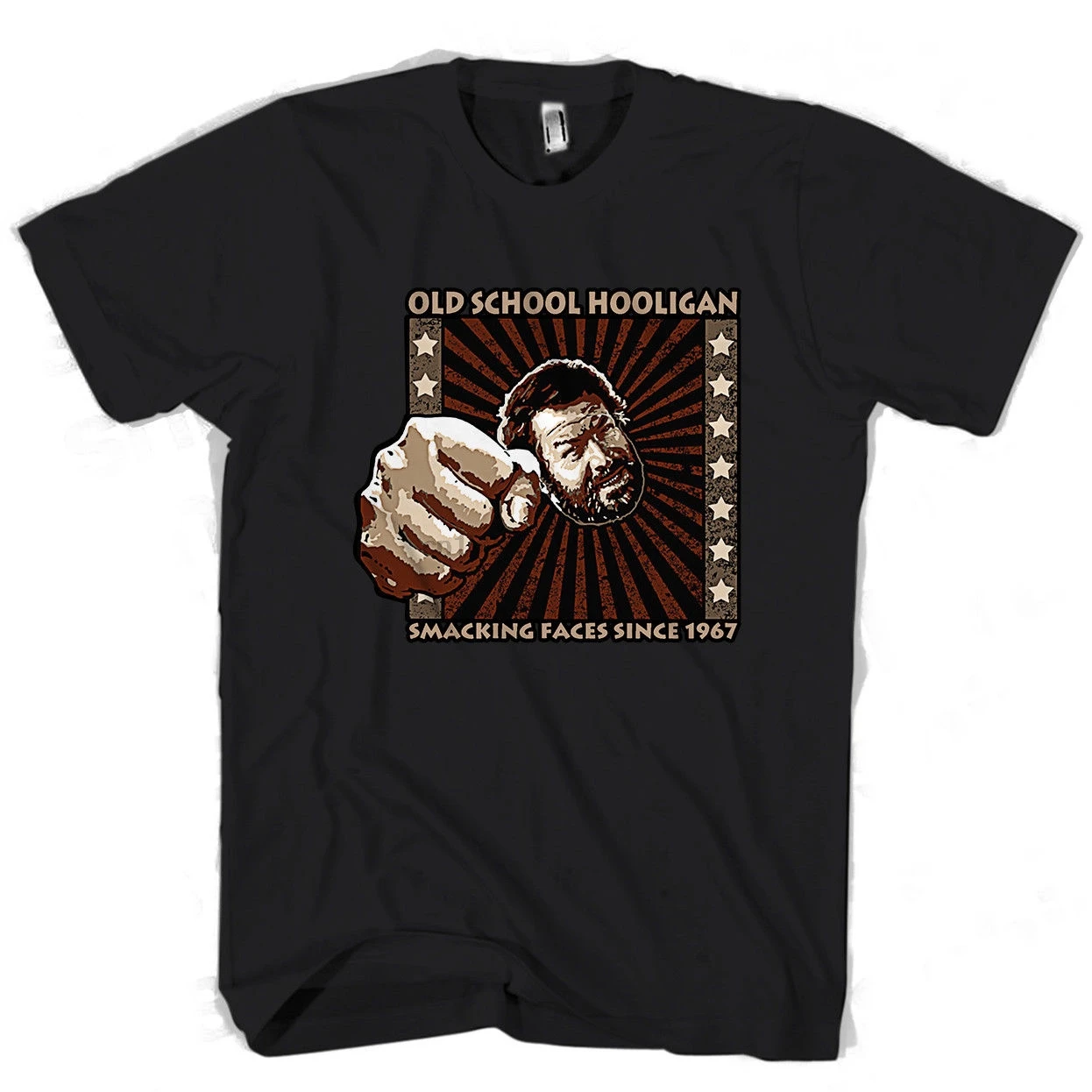 Bud Spencer Smacking Faces Sticker Men Women T Shirt Print Short Sleeve Free Shipping Short-Sleeved Letters | Мужская одежда