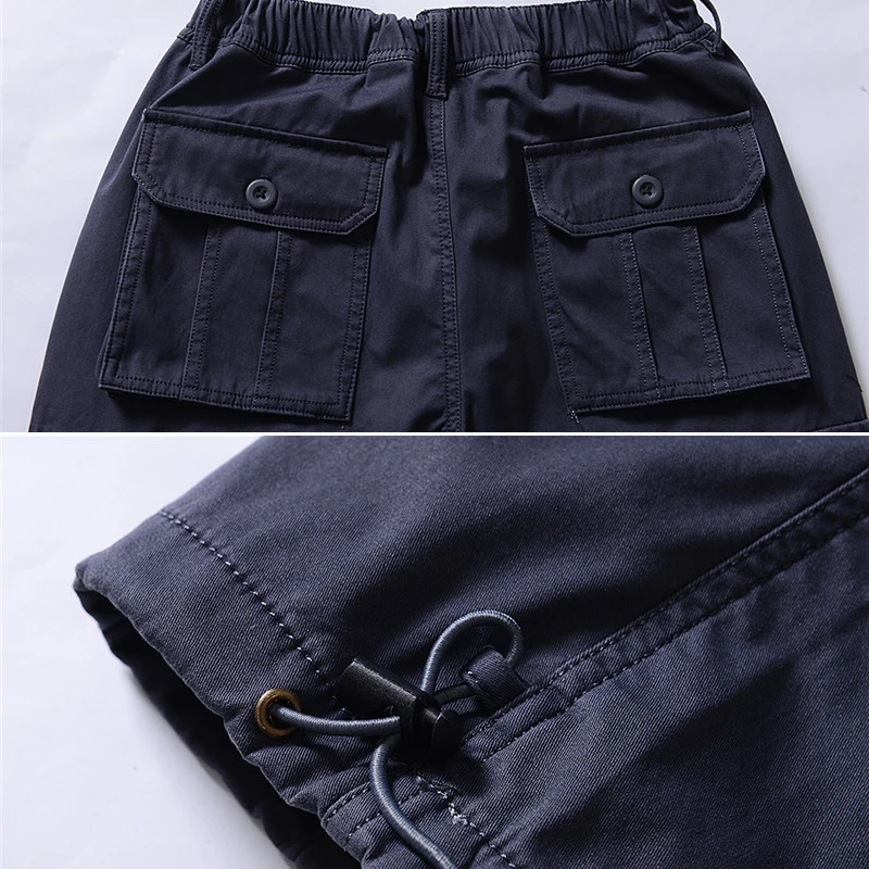 Мужские над Размеры d хлопчатобумажные детские брюки с карманами и плетеным