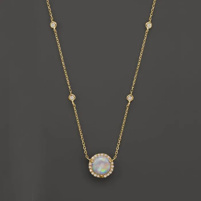 Женское колье с круглым опалом элегантное ожерелье из 100% стерлингового серебра